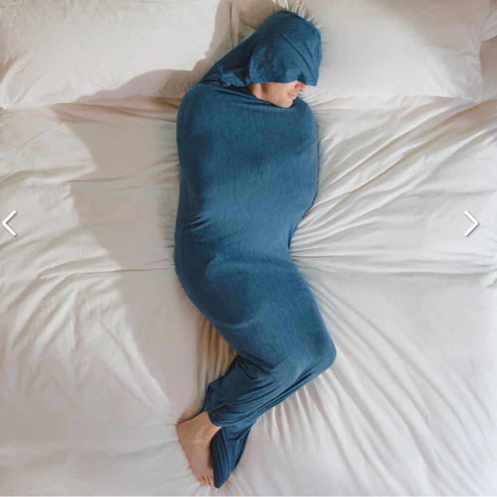 Stretch Swaddle Blanket with Hood in Teal Blue